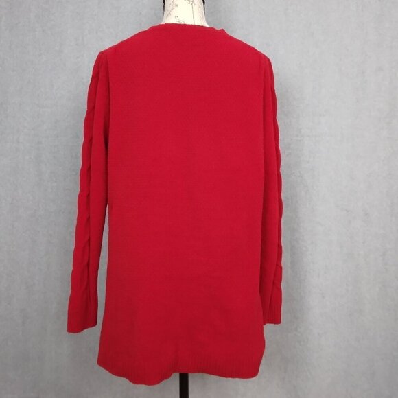 J Jill | Chenille Cable Knit Sweater Red Tall | Size M Tall - Picture 4 of 7